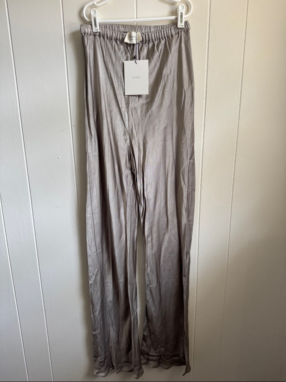 NWT DISSH Satin Wide-Leg Pants in pewter Sz 4
